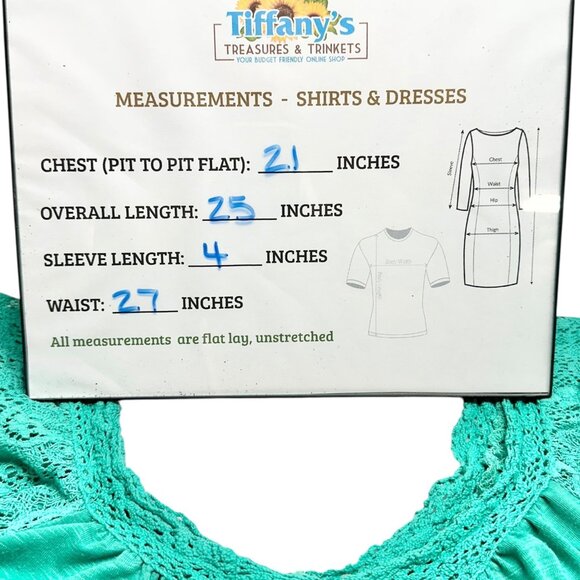 No Boundaries Blouse Juniors XL (15-17) Green Lace-Trimmed SS Poly Spandex Blend - Picture 6 of 10